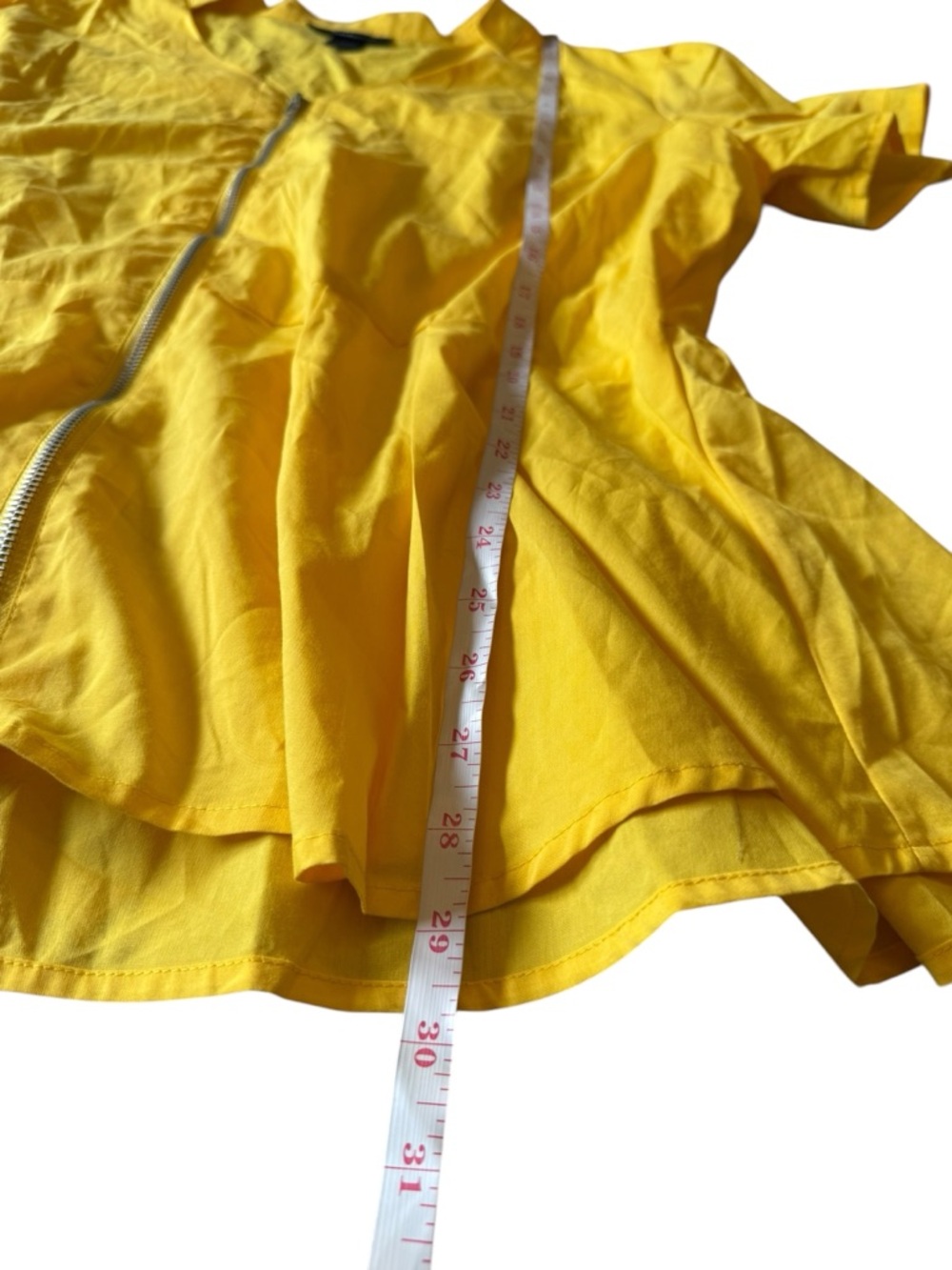 Ashley Stewart Peplum Top  Stretch Short Sleeve Zip Front Bright Yellow Size 20 - Picture 5 of 10